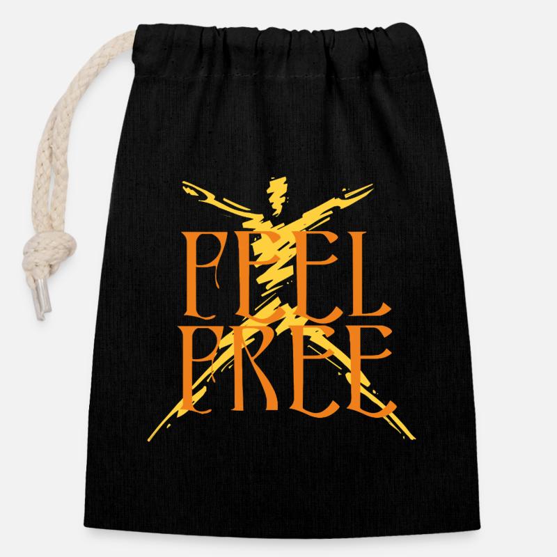 feel_free - Sac cadeau en coton avec cordon (14 x 20 cm) - noir