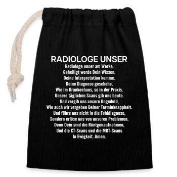 Radiologe Radiologin Radiologie Röntgenarzt - Verschließbarer Geschenkbeutel aus Baumwolle (14x20cm) - Schwarz - Vorne