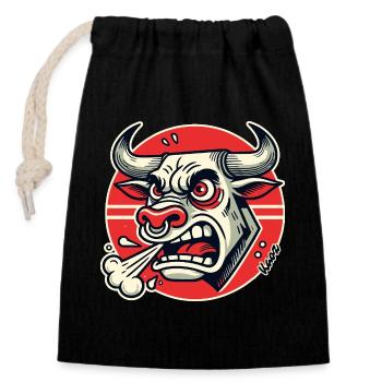 Logo rétro du Taureau en Colère - Sac cadeau en coton avec cordon (14 x 20 cm) - noir - Devant