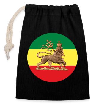 Lion of Judah Rasta Reggae Roots Jah Rastafari - Verschließbarer Geschenkbeutel aus Baumwolle (14x20cm) - Schwarz - Vorne