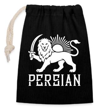 Persischer Löwe Persien Iran - Verschließbarer Geschenkbeutel aus Baumwolle (14x20cm) - Schwarz - Vorne