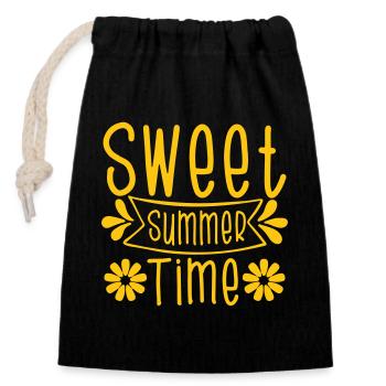 Summer, summertime, finally summer. - Closable cotton gift bag (14x20cm) - black - Front
