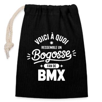 BMX Bogosse Sports Fan BMX Radfahrrad - Verschließbarer Geschenkbeutel aus Baumwolle (14x20cm) - Schwarz - Vorne
