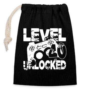 Level 40 Controller Graphics Black White - Closable cotton gift bag (14x20cm) - black - Front