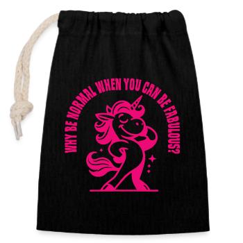Why Normal when you can be Fabulous - Sac cadeau en coton avec cordon (14 x 20 cm) - noir - Devant