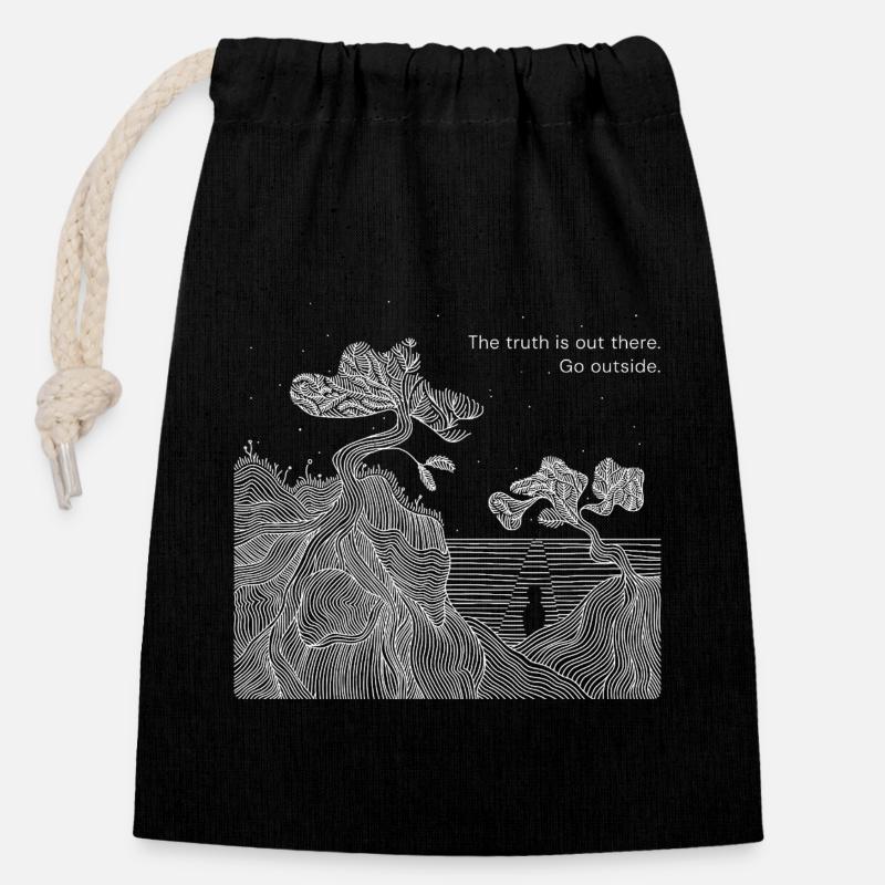 vérité cosmique - Sac cadeau en coton avec cordon (14 x 20 cm) - noir