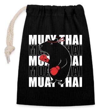 Thai boxing Kickboxer Kickboxing Muay thai - Verschließbarer Geschenkbeutel aus Baumwolle (14x20cm) - Schwarz - Vorne