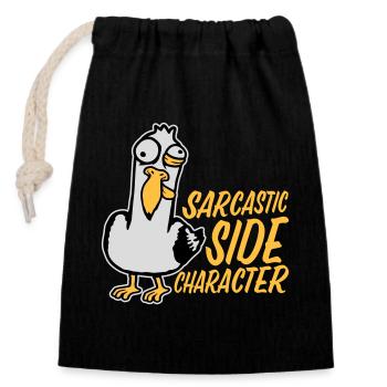Mouette folle Personnage secondaire sarcastique drôle - Sac cadeau en coton avec cordon (14 x 20 cm) - noir - Devant