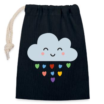 Cute Cloud Rainbow Hearts Kawaii Happy Mood Design - Closable cotton gift bag (14x20cm) - navy - Front