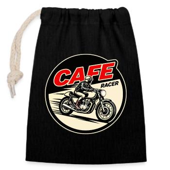 Cafe Racer Vintage Logo Circle - Closable cotton gift bag (14x20cm) - black - Front