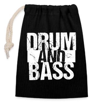 Drum-and-Bass Typografie-Logomusik - Verschließbarer Geschenkbeutel aus Baumwolle (14x20cm) - Schwarz - Vorne