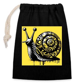 Snail - Closable cotton gift bag (14x20cm) - black - Front