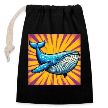 whale - Closable cotton gift bag (14x20cm) - black - Front