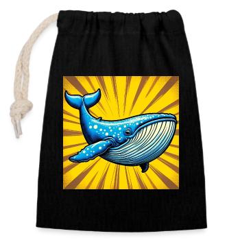 whale - Closable cotton gift bag (14x20cm) - black - Front