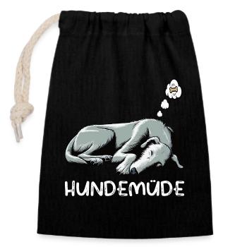 Hundemüde Irischer Wolfshund Wolfshundbesitzer - Verschließbarer Geschenkbeutel aus Baumwolle (14x20cm) - Schwarz - Vorne