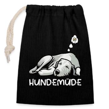 Hundemüde Irischer Wolfshund Wolfshundbesitzer - Verschließbarer Geschenkbeutel aus Baumwolle (14x20cm) - Schwarz - Vorne