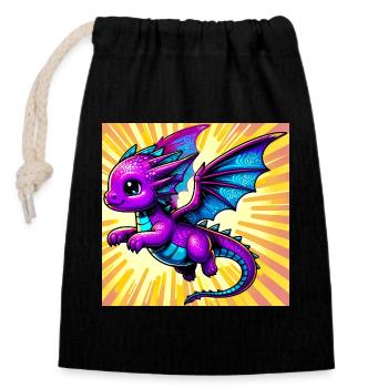 dragon - Closable cotton gift bag (14x20cm) - black - Front