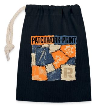 Patchwork Recycling - Closable cotton gift bag (14x20cm) - navy - Front