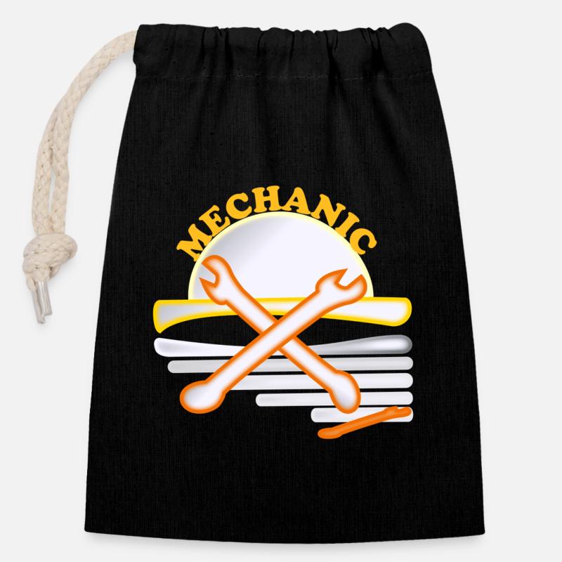 Mechanic wrench - Closable cotton gift bag (14x20cm) - black