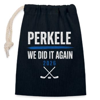 Finlande - Perkele, nous l’avons refait 2026 - Sac cadeau en coton avec cordon (14 x 20 cm) - bleu marine - Devant
