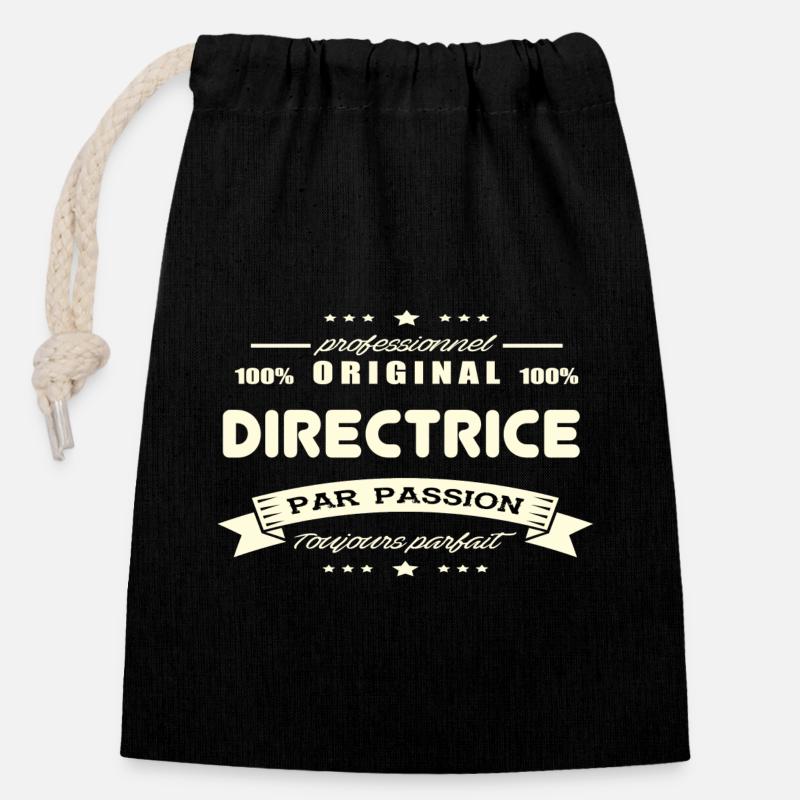 Directrice Original - Sac cadeau en coton avec cordon (14 x 20 cm) - noir