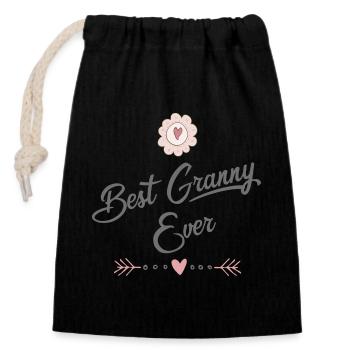 mamie - Sac cadeau en coton avec cordon (14 x 20 cm) - noir - Devant