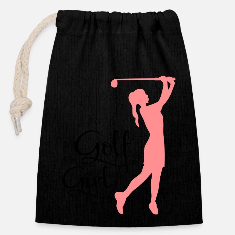 golf - Sac cadeau en coton avec cordon (14 x 20 cm) - noir