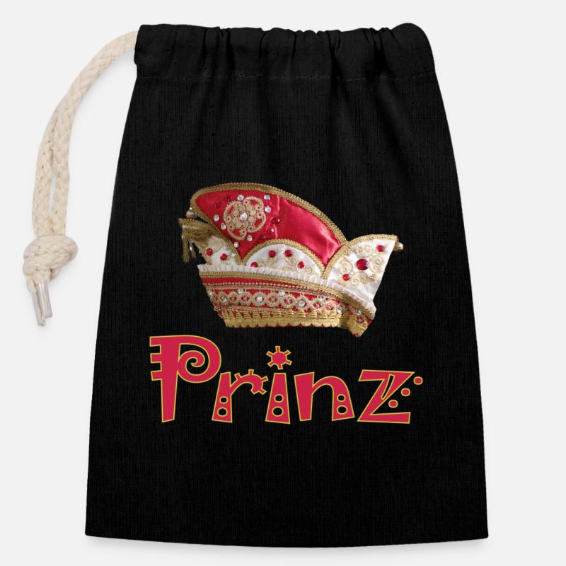 Karneval Prinz Prince - Verschließbarer Geschenkbeutel aus Baumwolle (14x20cm) - Schwarz