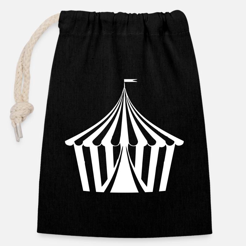 Tente de cirque - Sac cadeau en coton avec cordon (14 x 20 cm) - noir