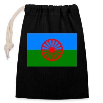 Flagge der Roma - Verschließbarer Geschenkbeutel aus Baumwolle (14x20cm) - Schwarz - Vorne