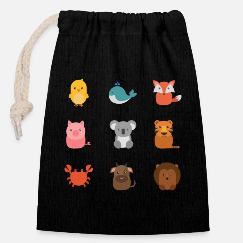 Nature - Sac cadeau en coton avec cordon (14 x 20 cm) - noir