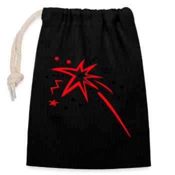 Stars, fireworks, shooting star - Closable cotton gift bag (14x20cm) - black - Front