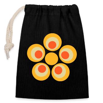 70s Flower Pattern - Closable cotton gift bag (14x20cm) - black - Front