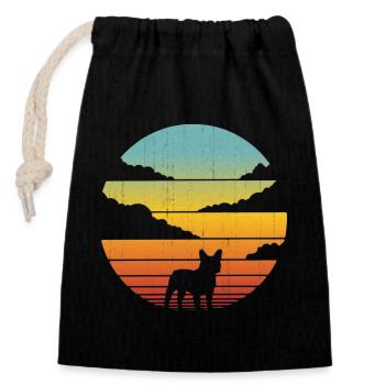 Französiche Bulldogge Sunset French Bulldog - Closable cotton gift bag (14x20cm) - black - Front