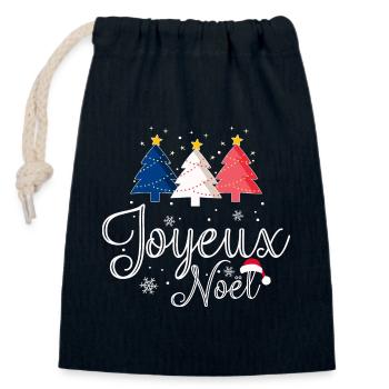 Joyeux Noël Weihnachtsbäume Frankreich Flagge - Verschließbarer Geschenkbeutel aus Baumwolle (14x20cm) - Navy - Vorne