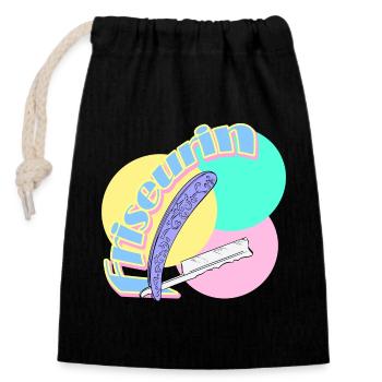 Hairdresser Razor Hairdresser Salon - Closable cotton gift bag (14x20cm) - black - Front