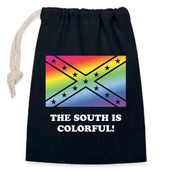 Der Süden ist bunt! - Verschließbarer Geschenkbeutel aus Baumwolle (14x20cm) - Navy - Vorne