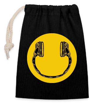 DJ basse disco platine musique son - Sac cadeau en coton avec cordon (14 x 20 cm) - noir - Devant