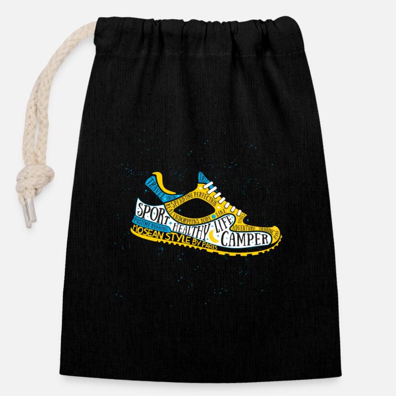 Run sneaker MBP - Sac cadeau en coton avec cordon (14 x 20 cm) - noir