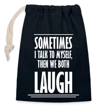 Sometimes We Both Laugh - Verschließbarer Geschenkbeutel aus Baumwolle (14x20cm) - Navy - Vorne