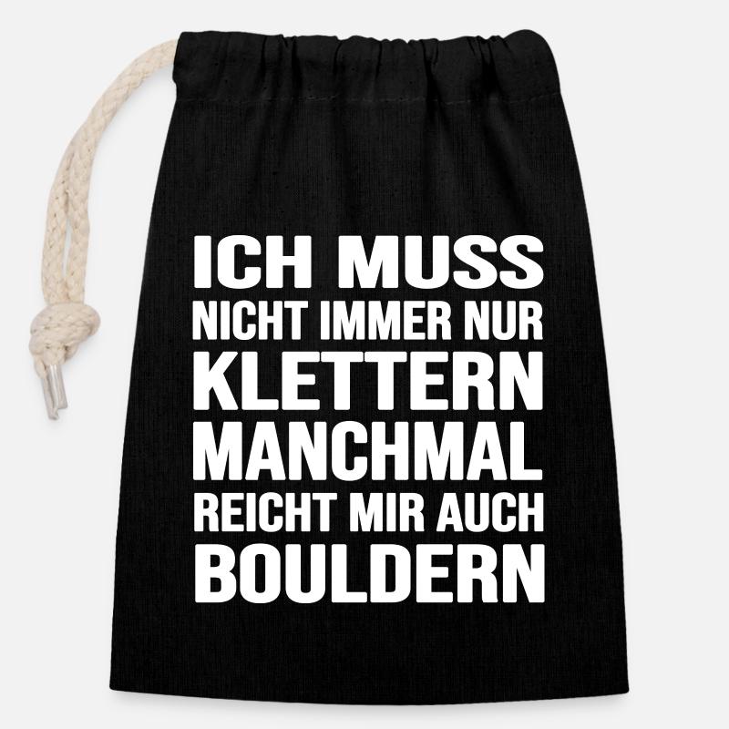 bouldern boulderfelsen freiklettern boulderzeit - Verschließbarer Geschenkbeutel aus Baumwolle (14x20cm) - Schwarz