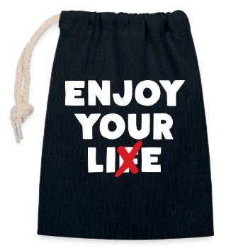 Enjoy Your Lie - Closable cotton gift bag (14x20cm) - navy - Front