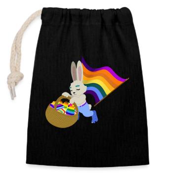 Ein Pride Hase Sammelt seine Ostereier - Verschließbarer Geschenkbeutel aus Baumwolle (14x20cm) - Schwarz - Vorne