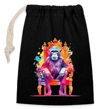 Monkey King - Monkey on Throne - Play of Colours - Closable cotton gift bag (14x20cm) - black - Front