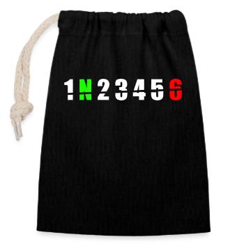 1N23456 Motorcycle Gearshift One Down Five Up - Closable cotton gift bag (14x20cm) - black - Front