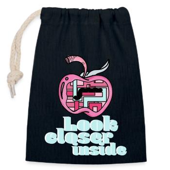 Look closer inside - Closable cotton gift bag (14x20cm) - navy - Front