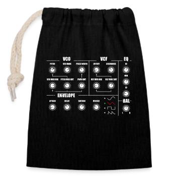 Synthétiseur, Studio d’enregistrement, Forme d’onde, Synthèse, Electro - Sac cadeau en coton avec cordon (14 x 20 cm) - noir - Devant