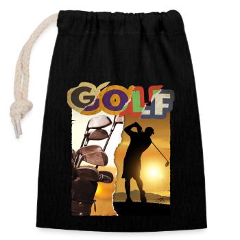 Golf Golf Golfer Sport Hobby Club Vintage - Closable cotton gift bag (14x20cm) - black - Front