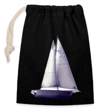 Voile, Voile, Voilier, Marin, Voilier - Sac cadeau en coton avec cordon (14 x 20 cm) - noir - Devant