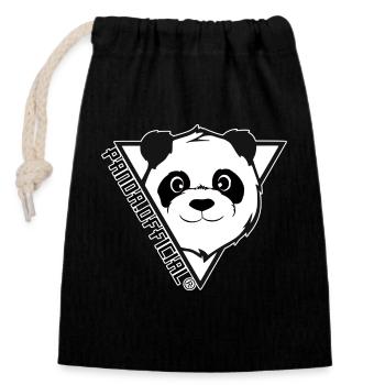 Panda is official - Verschließbarer Geschenkbeutel aus Baumwolle (14x20cm) - Schwarz - Vorne